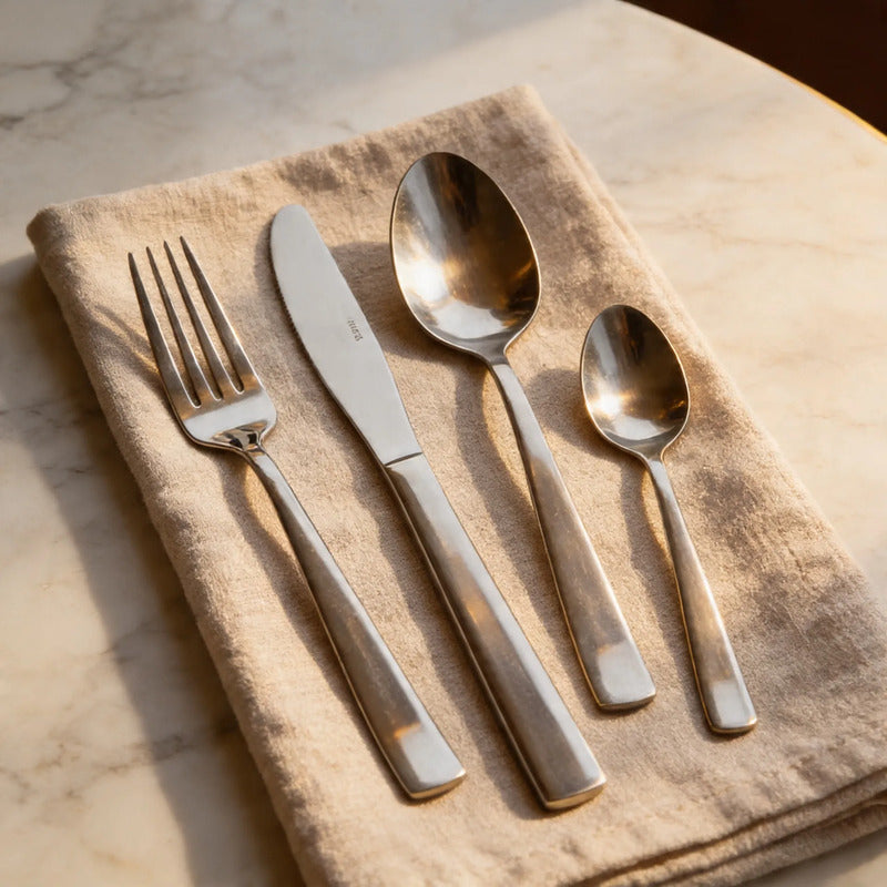 Set De Cubiertos Clásica Acero Inoxidable 24 Piezas Mica Plateado