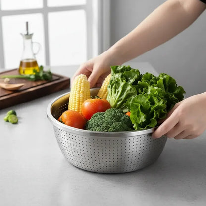 Colador Escurridor Acero Inoxidable 38cm Pasta Cocina Acero Inoxidable