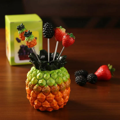 Porta Brochetas De Fruta Diseño Piña Naranja