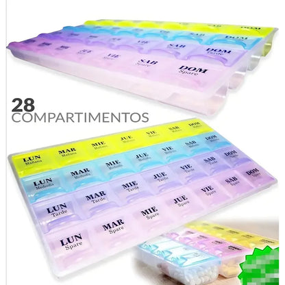 Pastillero Semanal 4 Tomas Diarias Texto En Español Colores