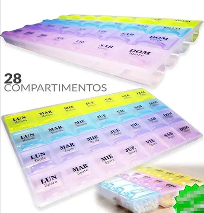 Pastillero Semanal 4 Tomas Diarias Texto En Español Colores