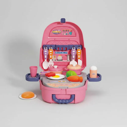 Mochila Cocina Infantil 2 En 1 Con Accesorios Rosa