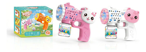 Pistola De Burbujas Para Niños Totalmente Automática Rosa Y Blanco