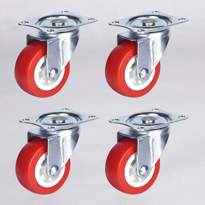 Pack De 4  Ruedas Ratorias Multifuncionales De 50mm Rojo