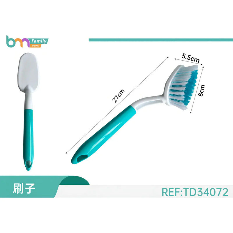Cepillo Multiuso Baoma Mango Ergonómico 27cm Cerdas Plástico Celeste