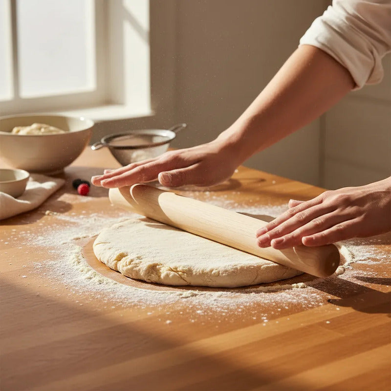 Rodillo De Madera Para Masas De Pizza O Pan 40cm Madera