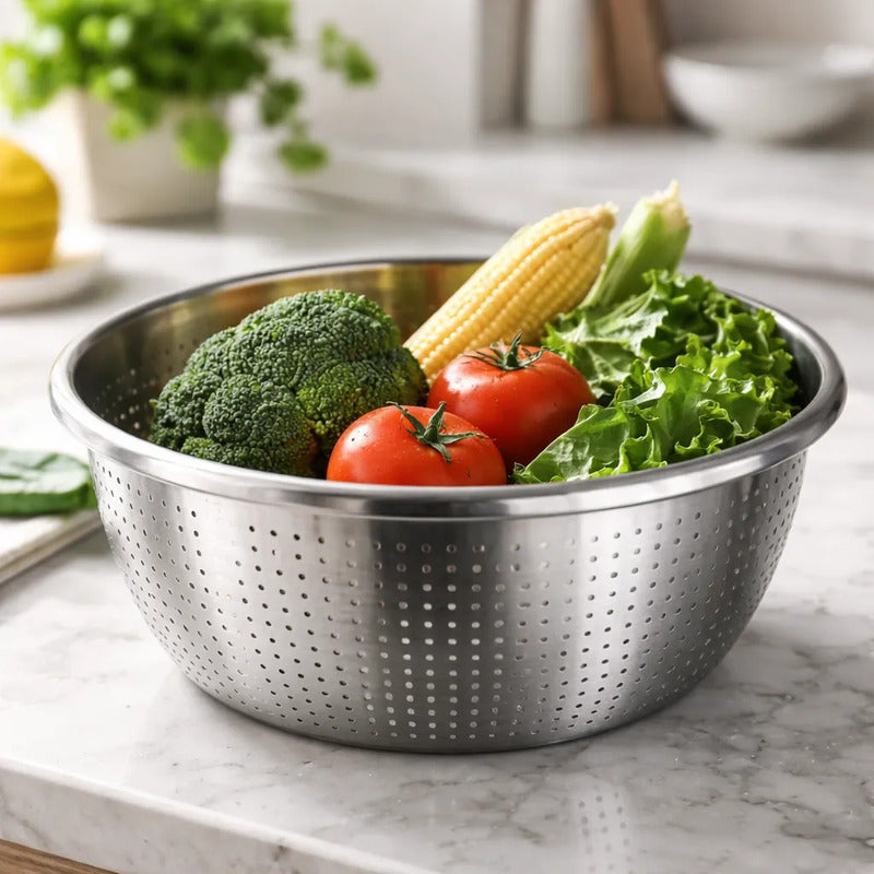 Colador Escurridor Acero Inoxidable 32cm Pasta Cocina Acero Inoxidable