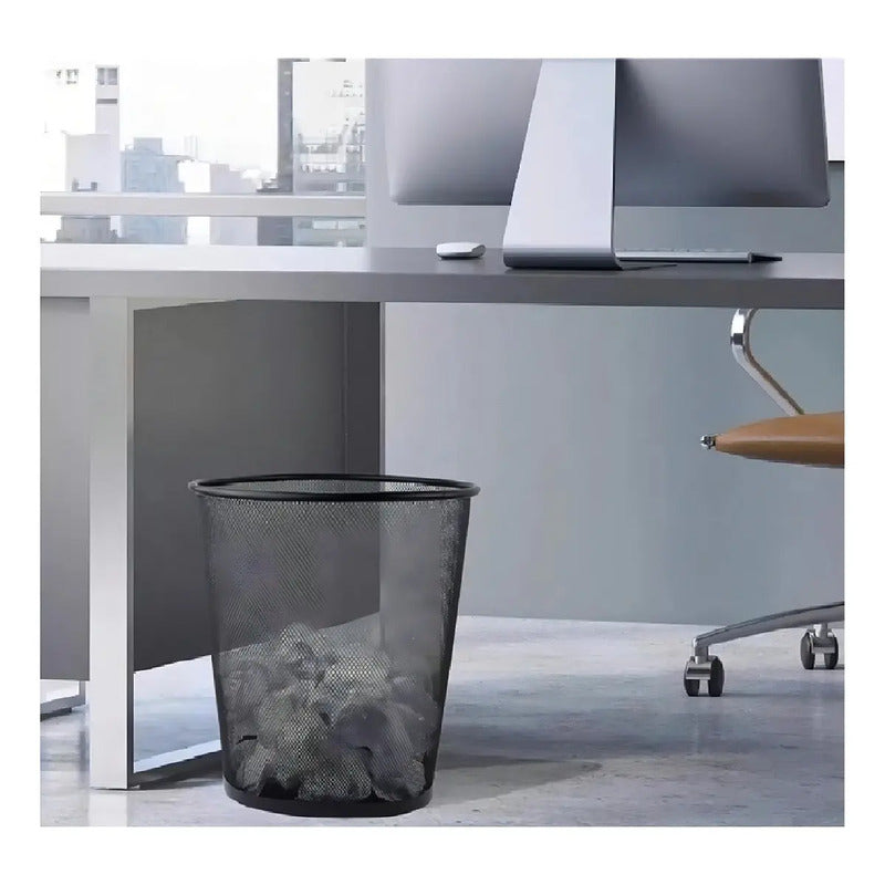 Basurero Papelera Canasta Metálico Para Oficina Dormitorio Color Negro