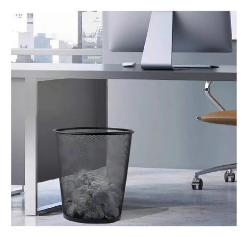 Basurero Papelera Canasta Metálico Para Oficina Dormitorio Color Negro