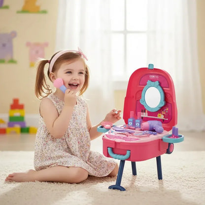 Maleta De Juegos 4en1 Set Salon Belleza Cosmetiquero Rosa Chicle
