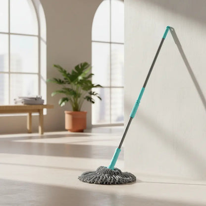 Mopa Trapeador Con Exprimidor Automatico Funcional 135cm Celeste