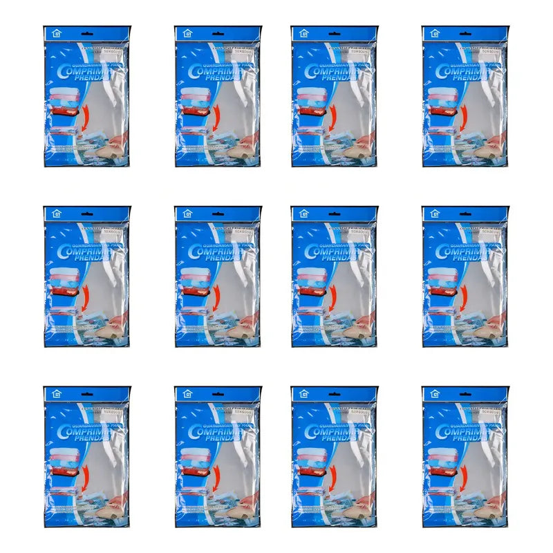 Pack 12 Bolsas 50x60 Al Vacio Comprimir Ropa Ahorra Espacio