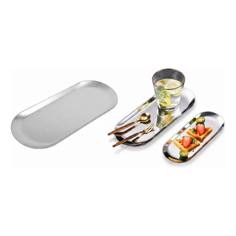 Pack 2 Bandeja Ovalada Acero 22.5cm Acero Inoxidable