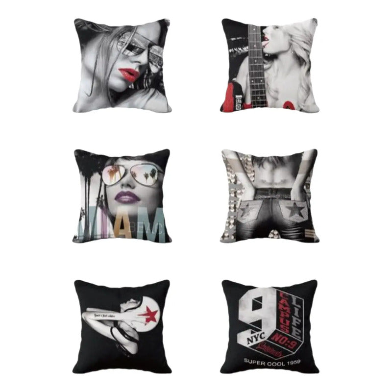 Pack X6 Fundas De Cojines 45x45 Cm, Súper Suaves-fashion Fashion