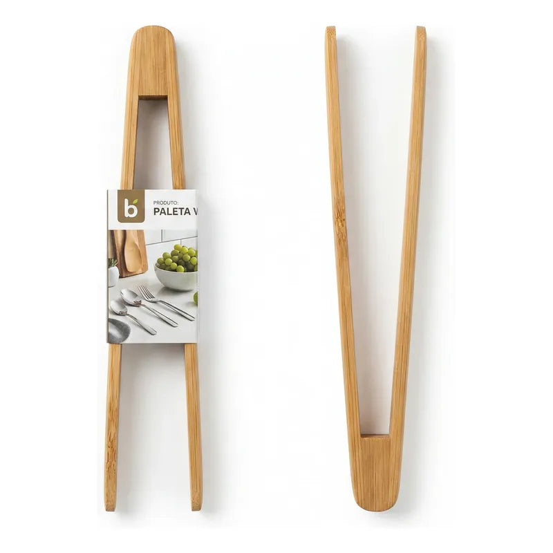 Pinzas De Bambú Para Cocina - Diseño En V De 29 Cm Madera