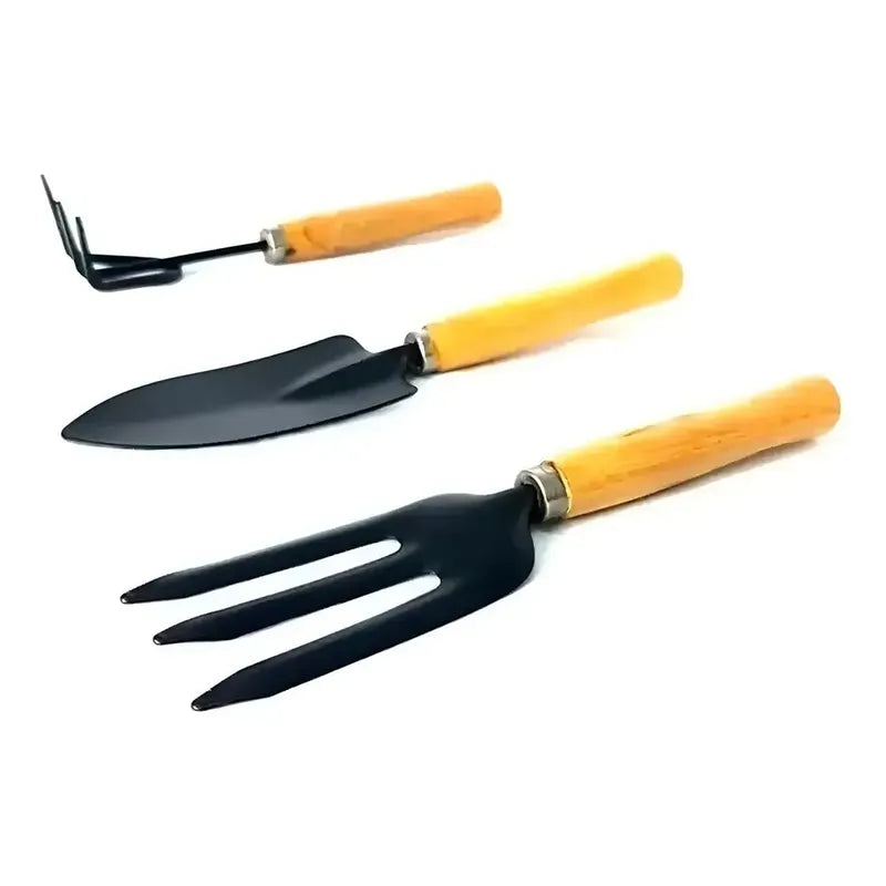 Set De 3 Piezas Herramientas Tridente, Para Jardin Marrón Claro