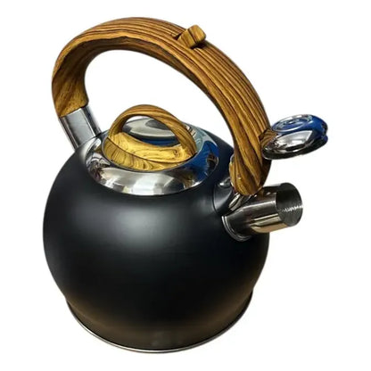Tetera Acero Inoxidable Con Silbato 2,5lts Manilla De Madera Negro