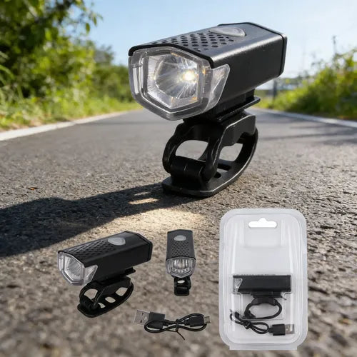 Luz Bicicleta Recargable Luces Delantera Led  Ciclismo Negro