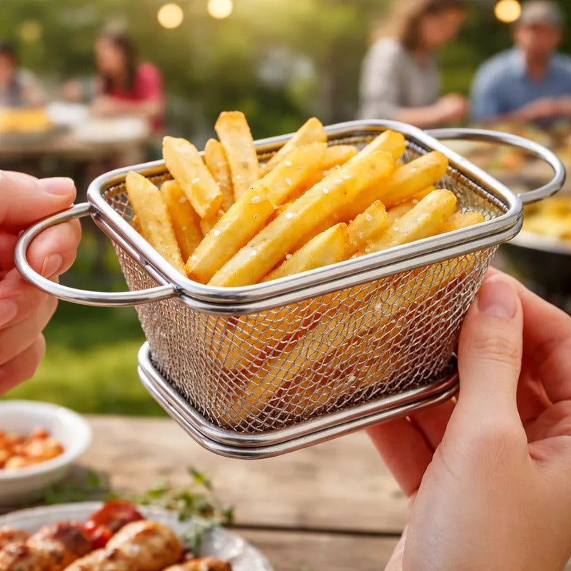 Canasto Canastillo Freidor Papas Fritas 9x10 Cm Cesta Metal