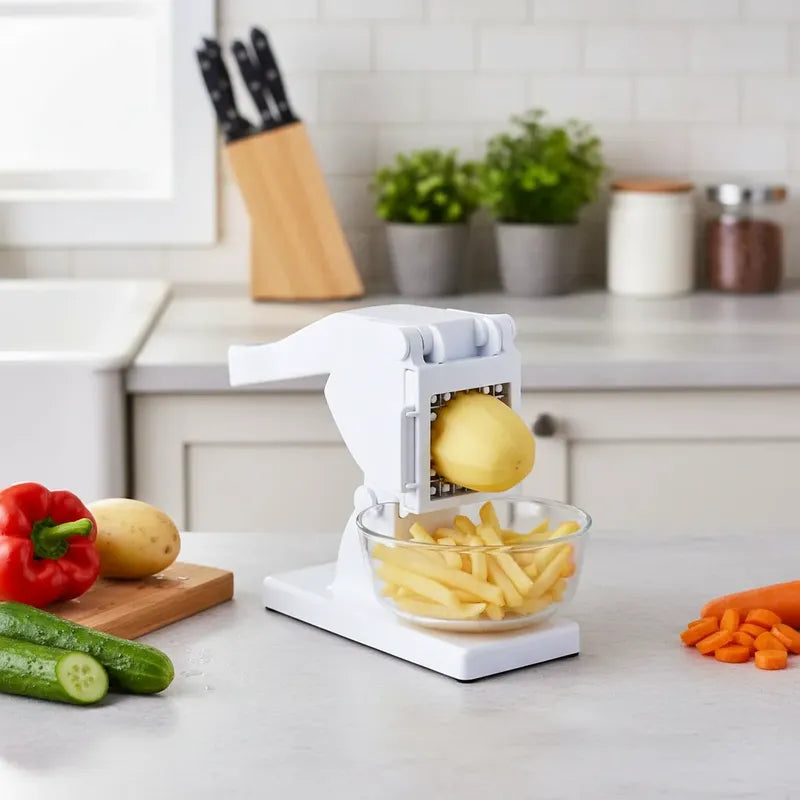 Cortador Picador De Papas Fritas Material Acero Inoxidable Blanco