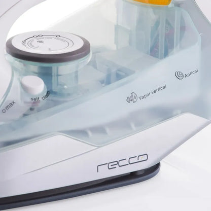 Plancha A Vapor Recco 2000w Suela Cerámica Antiadherente Blanco