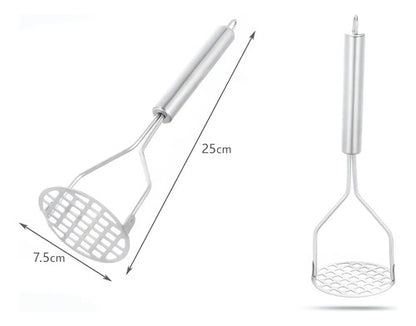 Pack 2 Moledor De Papas Utensilio Triturador Puré 25 Cm Plateado