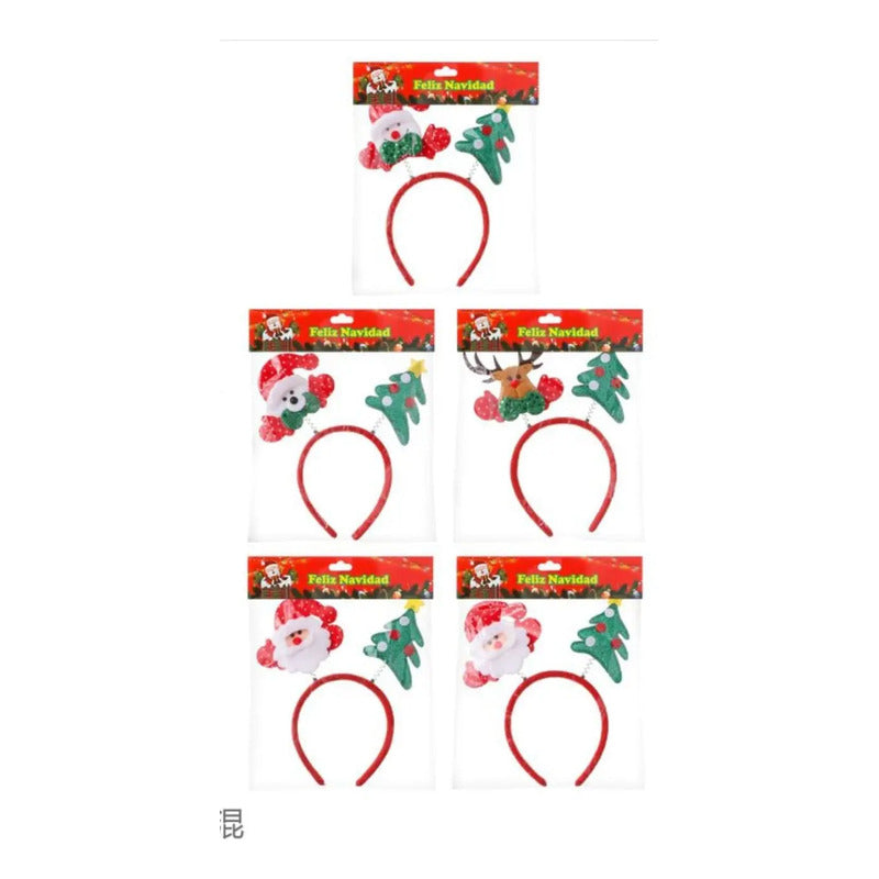 Pack 3 Cintillo Adornos Navideños De 23x12 Cm Rojo