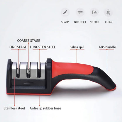 Afilador De Cuchillos Tijeras De 3 Filos De Acero Inoxidable