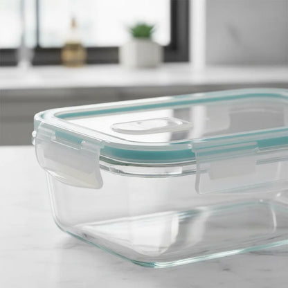 Set 2 Tupper Hermético Vidrio 1520ml Transparente
