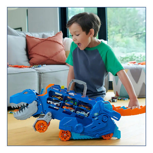 Hot Wheels City Pista De Juguete Súper Remolque De T-rex Color Multicolor