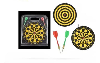 Tablero Tiro Al Blanco Reversible 22 Cm Con Dardos Amarillo