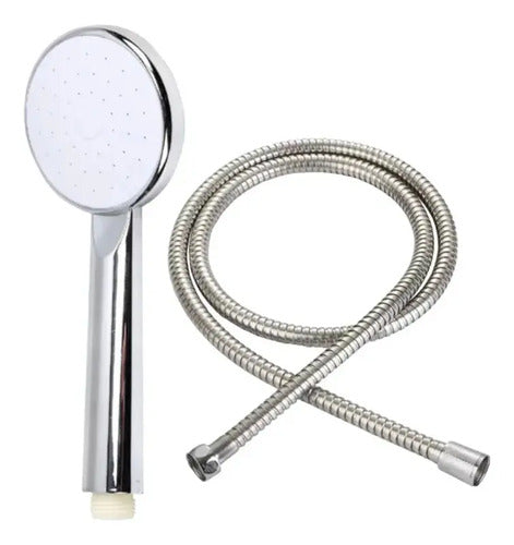 Kit De Ducha Teléfono+ Flexible De 1,5mts + Soporte Plateado