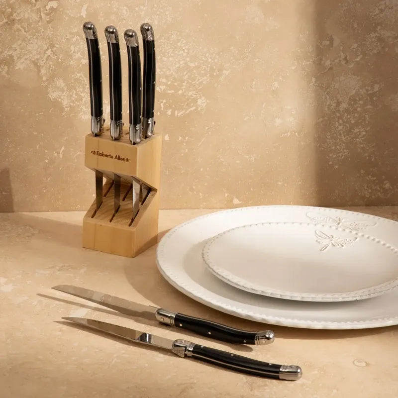 Set De 6 Cuchillos Carne Francia Negro Negro
