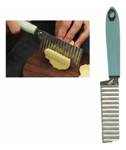 Cortador Ondulado De Patatas Y Verduras Acero Inoxidable Verde Menta