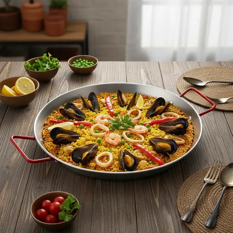 Sartén Antiadherente De 24 Cm Con Mango Rojo Acero Inoxidable