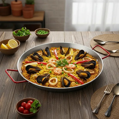 Sartén Antiadherente De 24 Cm Con Mango Rojo Acero Inoxidable