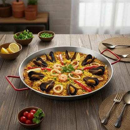 Sartén Antiadherente De 24 Cm Con Mango Rojo Acero Inoxidable