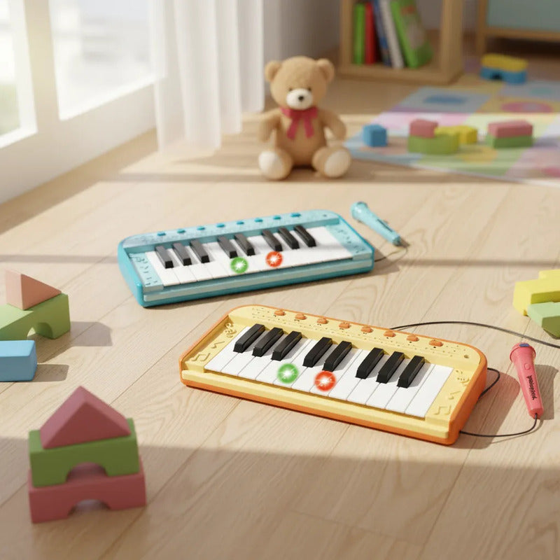 Juguete Piano Musicales Didáctico Con Luz Y Microfono Varios