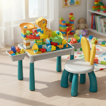 Mesa De Juegos Didáctica Construcción Bloques Y Silla Varios