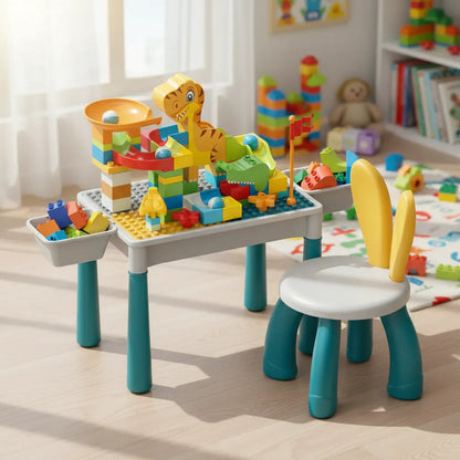 Mesa De Juegos Didáctica Construcción Bloques Y Silla Varios
