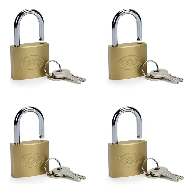 Pack De 4 Candado Dorado De 63 Mm 3 Llaves Dorado
