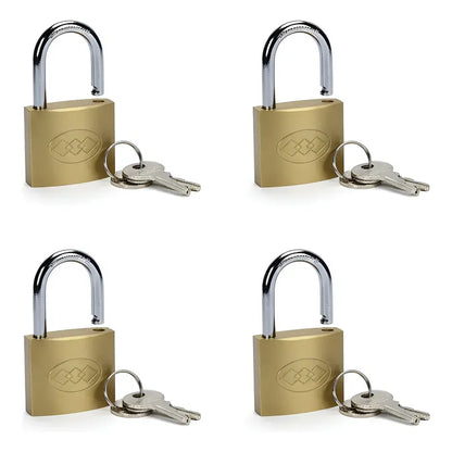 Pack De 4 Candado Dorado De 63 Mm 3 Llaves Dorado
