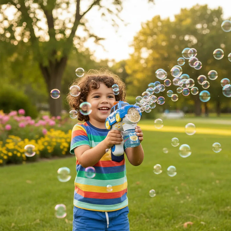 Lanza  Burbujas Police Para Niños Automática Azul
