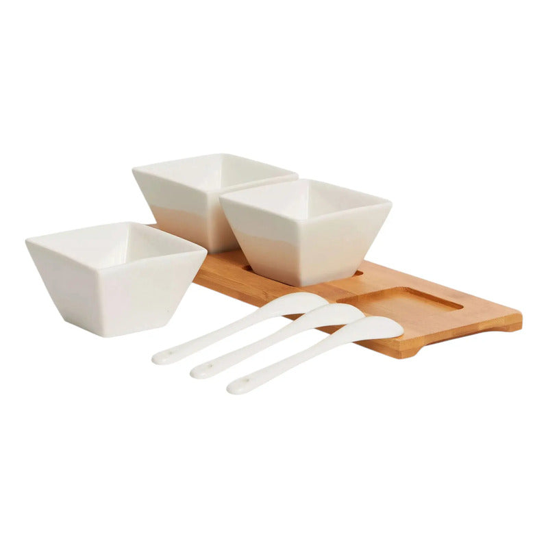 Set De Pocillos Más Tabla De Madera