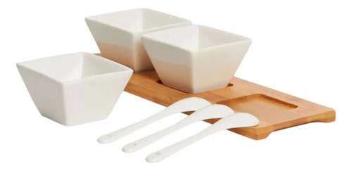 Set De Pocillos Más Tabla De Madera