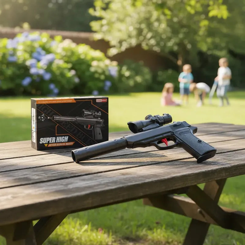 Pistola Con Silenciador , Balines De Agua Negro
