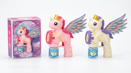 Pistola De Burbujas  Unicornio Para Niños  Automática Rosa Y Blanco