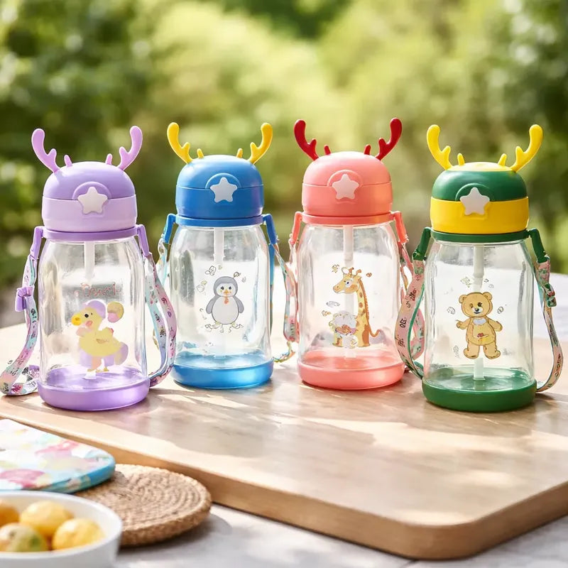 Botella De Agua Infantil Para Niños Con Correa 600ml Varios