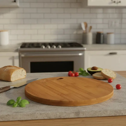 Tabla Para Picar Y Cortar De Madera Circular 32cm Liso Lisa Bambú