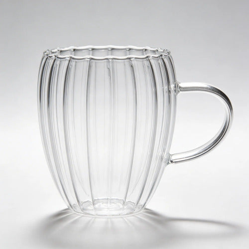 Pack 4 Tazas Doble Pared 350ml  11.5cm X 8.5cm Vidrio